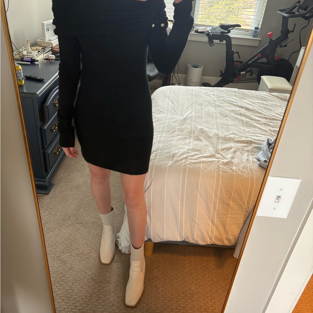 Black Knit off the shoulder dress